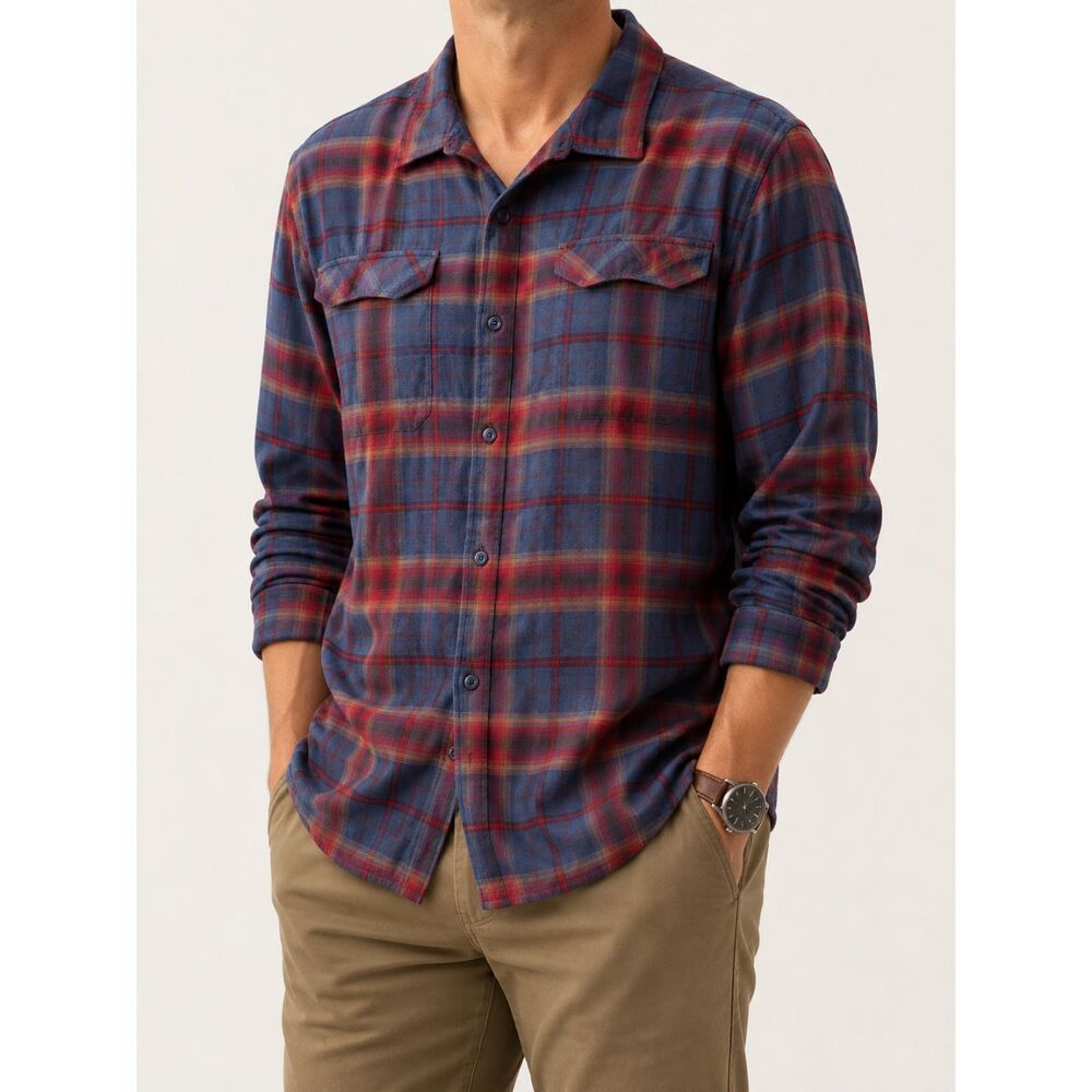 Columbia Omni-Wick Mens 4X Plaid Flannel Shirt Blue Red Long Sleeve Outdoor